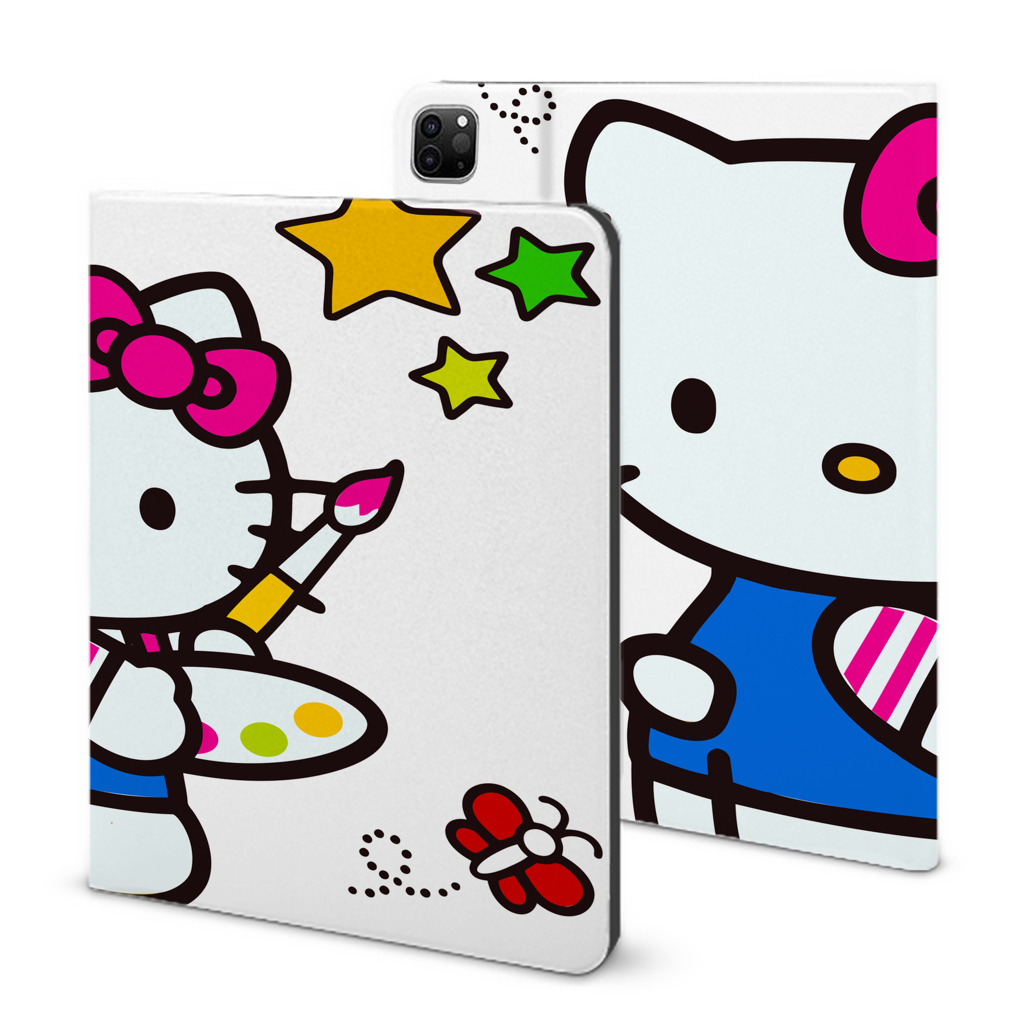 （画像用） Hello Kitty ハローキティ IPad ケース ブック型 PUレザー TPU 耐衝撃 軽量 薄型 ペン収納なし 全面保護 IPad 各モデル対応